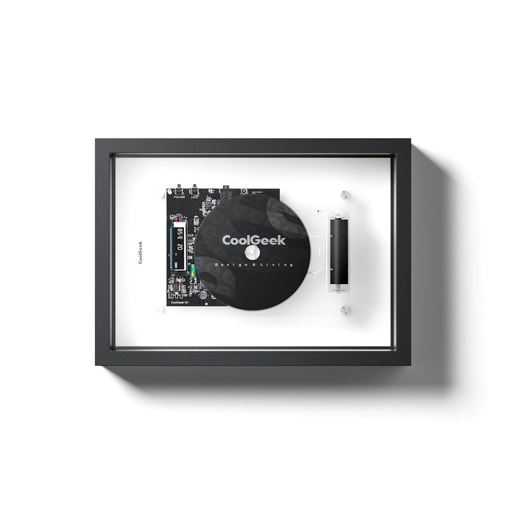 CoolGeek M1 CD 플레이어 투명 벽걸이 스탠드 인테리어 리모컨 무선 액자 블루투스 블랙 - 상세 이미지 4