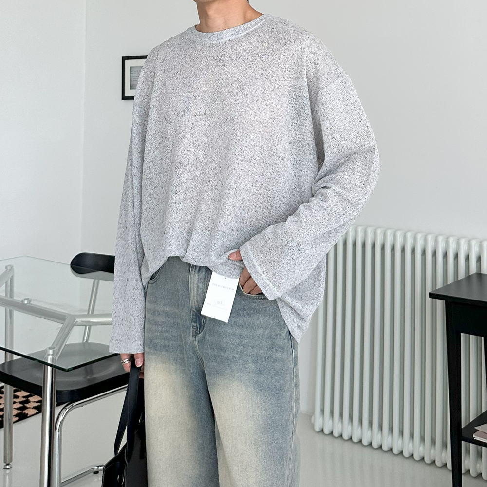 남자 여름긴팔티 구김없는 오버핏 시스루 바캉스 린넨 티셔츠 - 상세 이미지 4