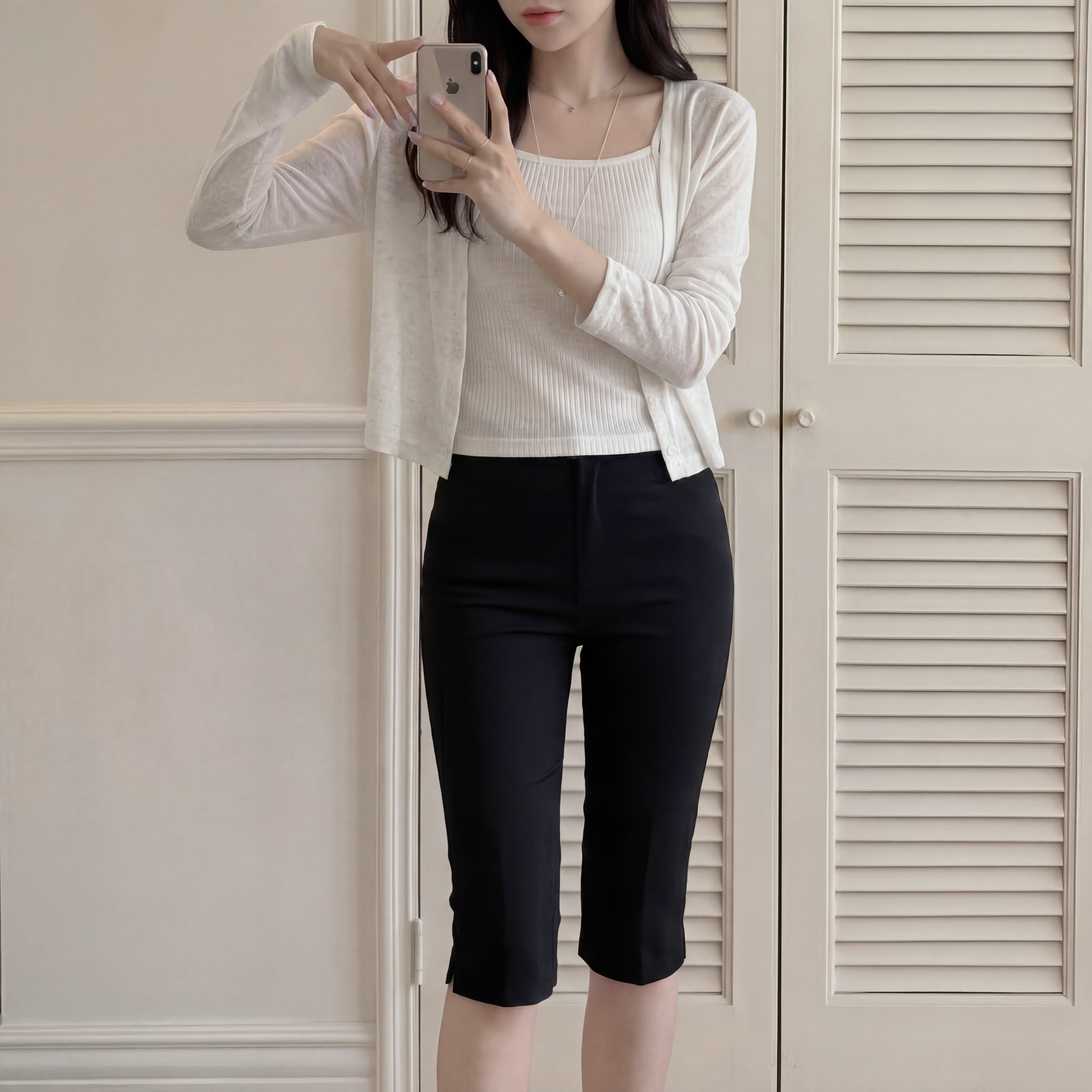바이커팬츠 카프리팬츠 슬랙스반바지 여성5부반바지 이미지 3