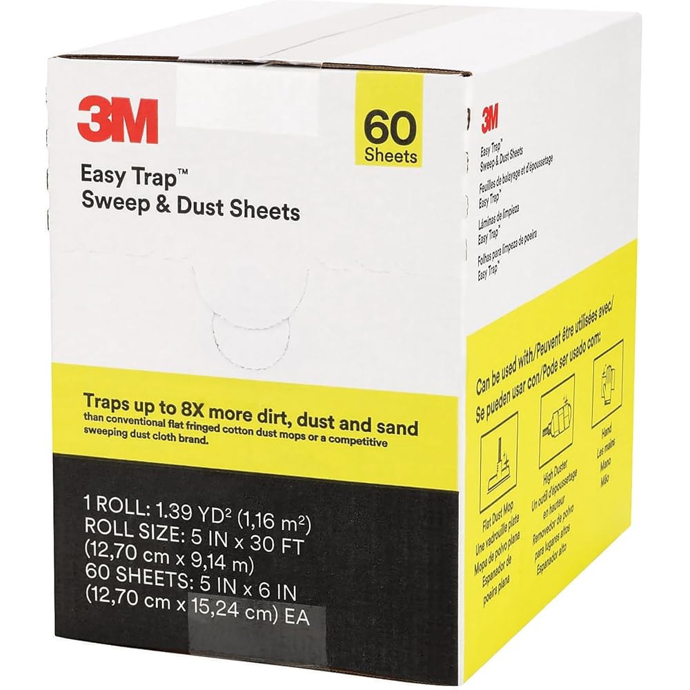 3M Easy Trap 먼지떨이 청소 및 x 먼지 60장/롤 6인치), 시트, 12.7cm 15.2cm(5 - 상품 이미지