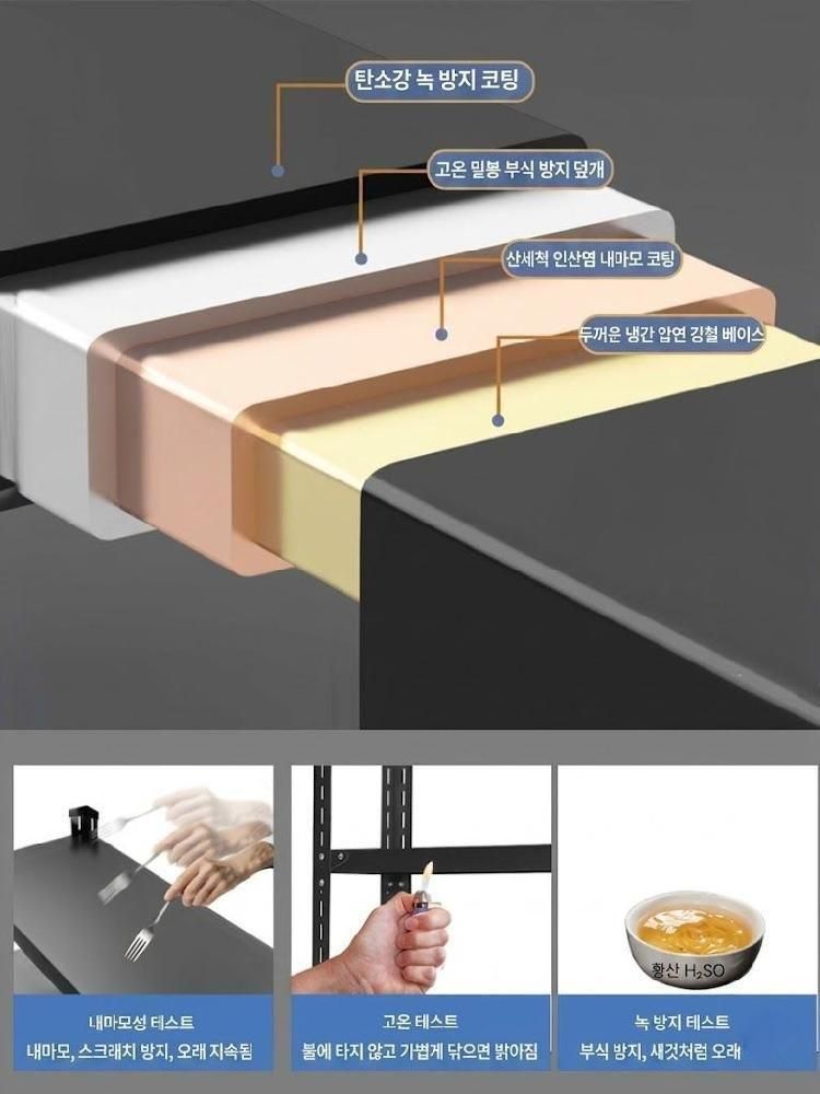 틈새수납선반 슬림메탈랙 다용도 철제선반 높이 150cm/검은색 5단 50x20cm 이미지 6