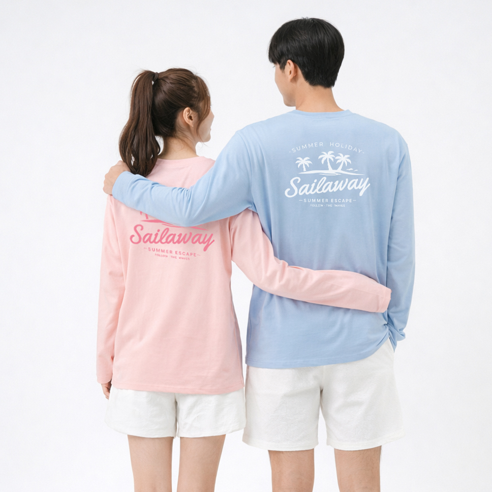 오르웨인 남자 여성 래쉬가드 세트 커플 수영복 루즈핏 빅사이즈 긴팔 썸머팝 - 상세 이미지 4