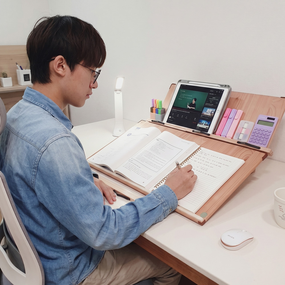 초대형 위즈 2단독서대 에이블70 레일형 원목 책받침대 필기용 책거치대 북스탠드 - 메인 이미지