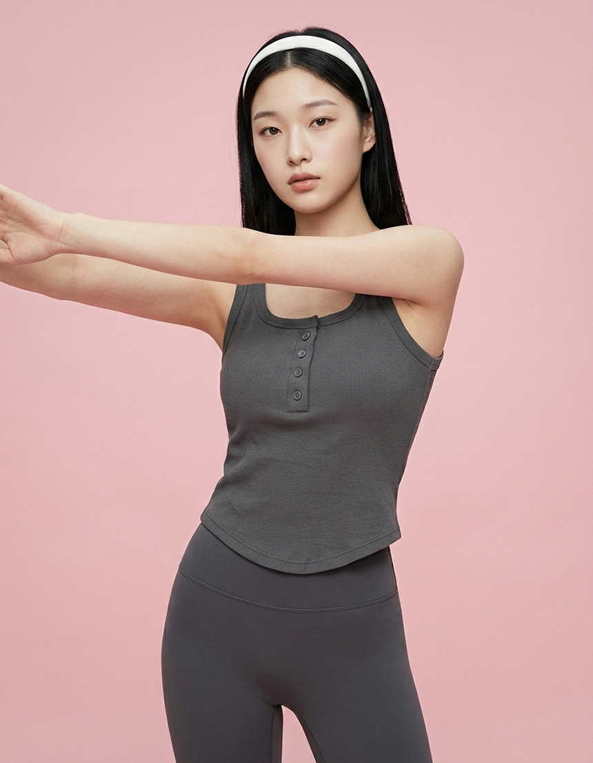여성 노와이어 캡내장 기본 무지 슬리브리스 브라티 패션 헨리넥 캐미솔 이미지 7
