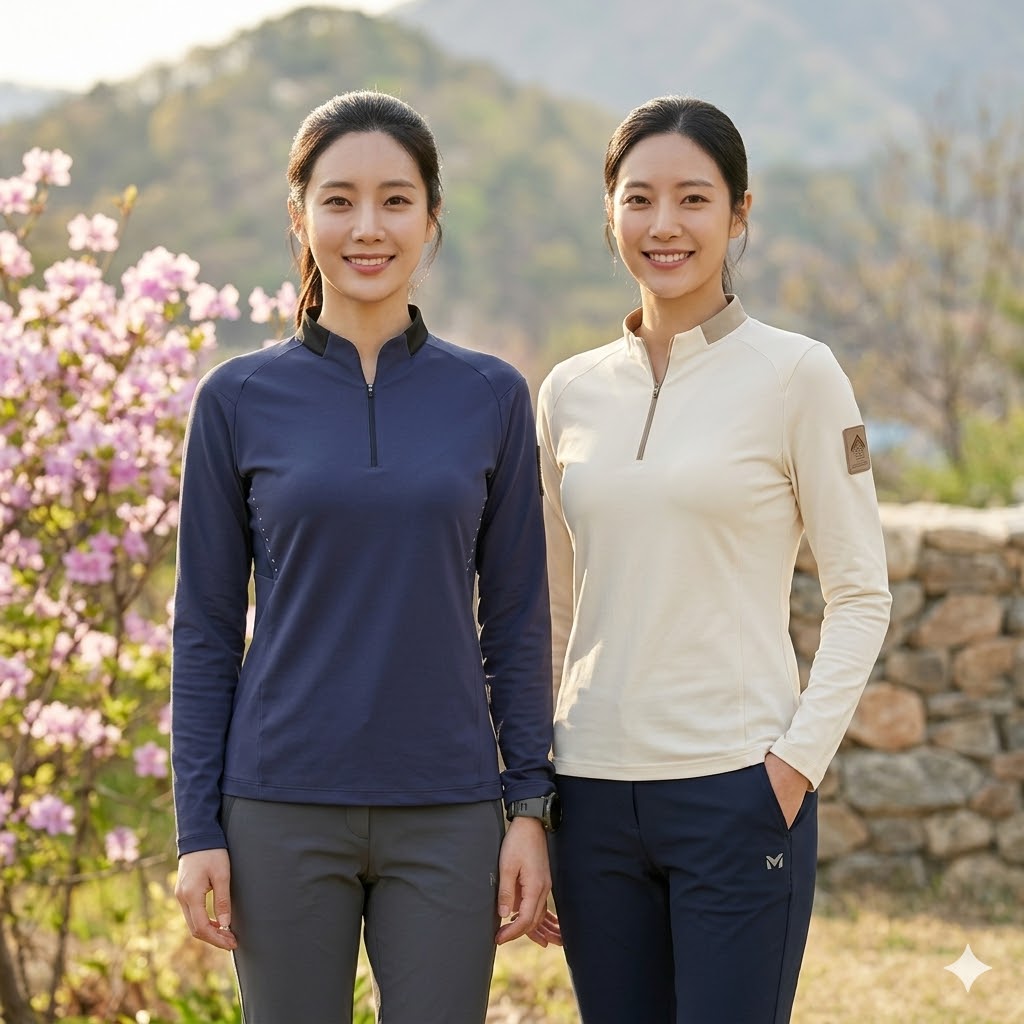 MILLET 밀레 여성 봄 아웃도어 스판 이태리 원단 반집업 등산 긴팔티셔츠 - 상세 이미지 2