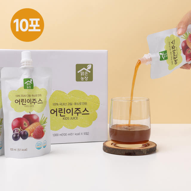 맑은농장 아기 어린이주스 국내 과채100%착즙, 무설탕 음료 간식