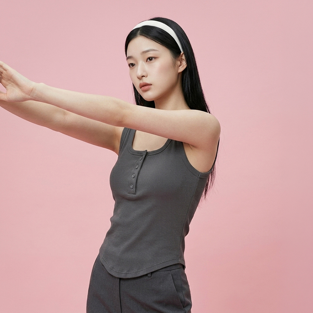 여성 노와이어 캡내장 기본 무지 슬리브리스 브라티 패션 헨리넥 캐미솔 - 상품 이미지