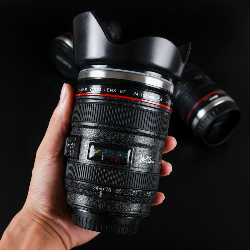 텀블러 카메라모양 렌즈 dslr 보온보냉 머그컵 투명 보온 사무실용 뚜껑 홈카페 - 상세 이미지 3
