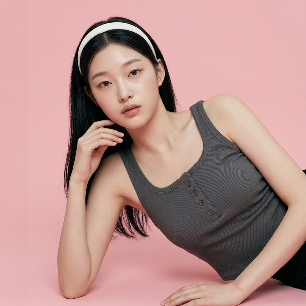 여성 노와이어 캡내장 기본 무지 슬리브리스 브라티 패션 헨리넥 캐미솔 이미지 6