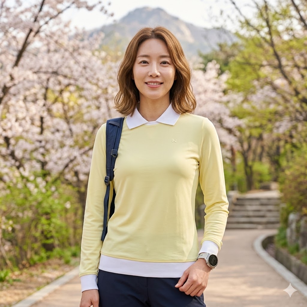 MILLET 밀레 봄 여성 아웃도어 캐쥬얼룩 라운드 카라 등산 긴팔티셔츠 - 상품 이미지
