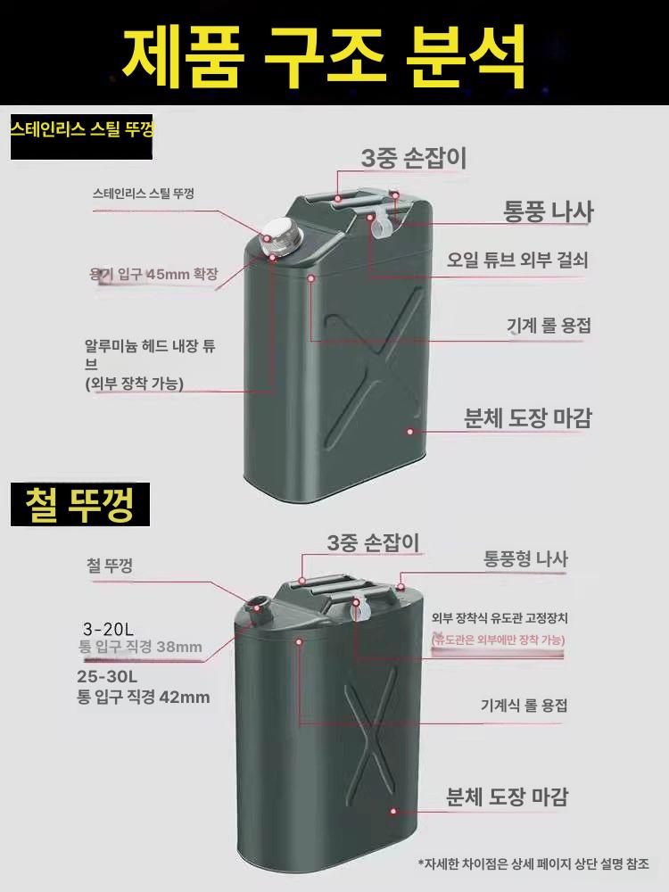 캠핑 알루미늄 휘발유통 연료통 기름통 급유 20l 연료보관통 바케스 등유통 스텐 보조 - 상세 이미지 2
