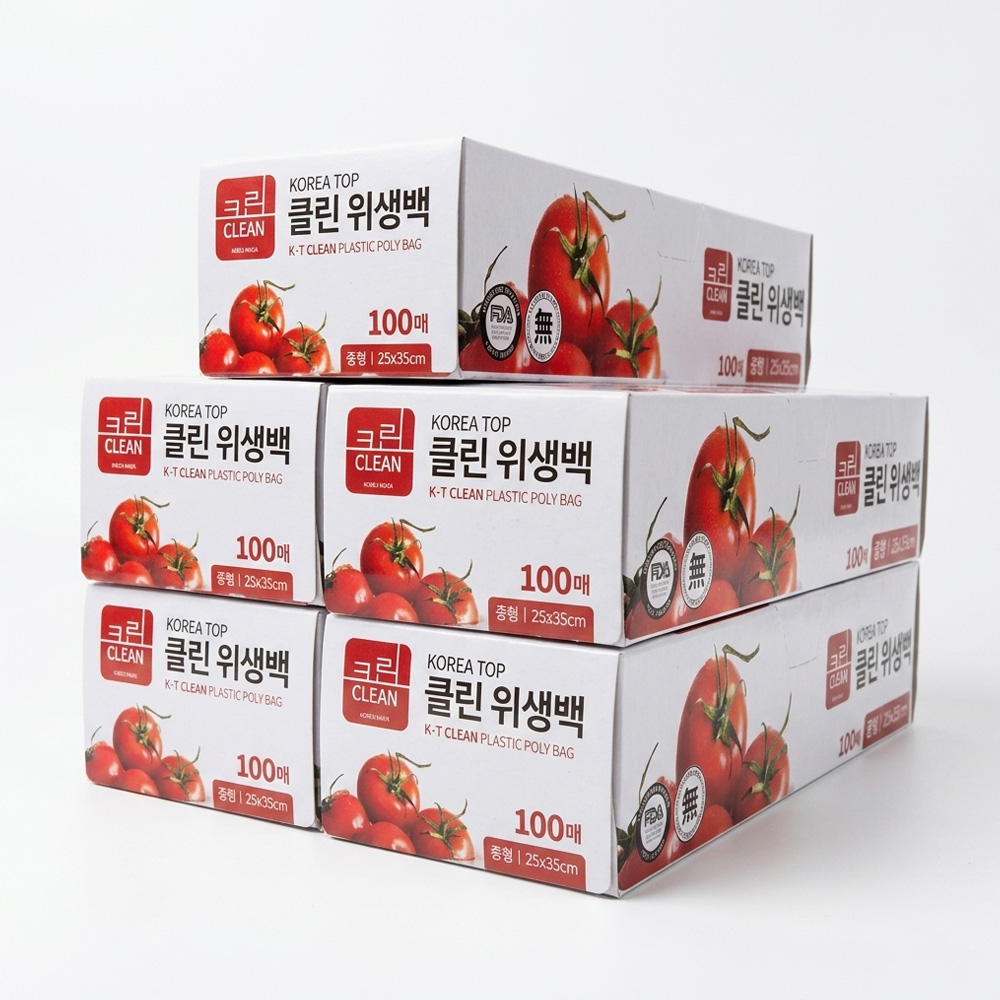 클린 위생백 일회용 비닐봉투 25x35cm, 100매, 5개 - 상품 이미지