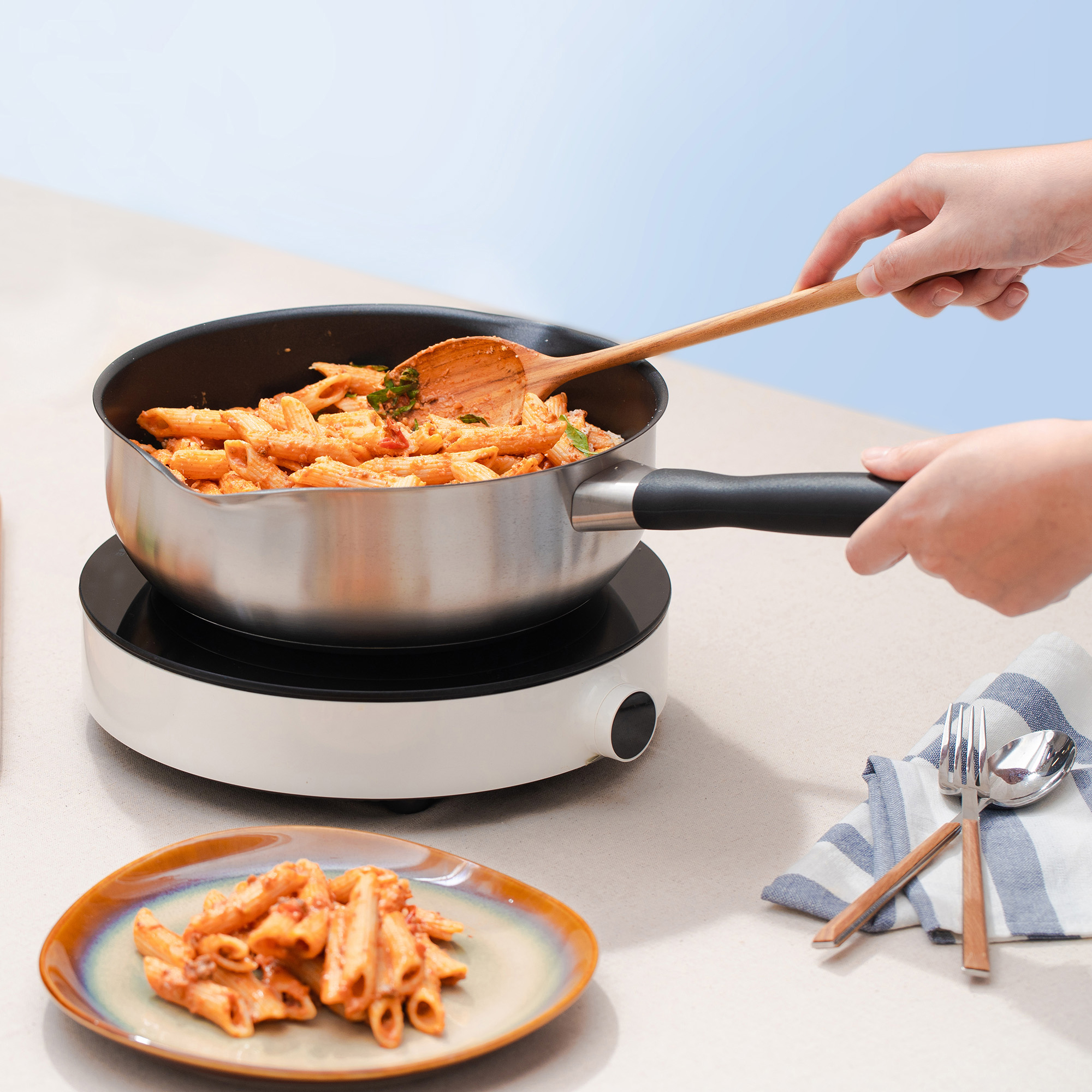 마이어 6in1 논스틱 스테인리스 스틸 인덕션 멀티팬 20cm+24cm - 상세 이미지 4