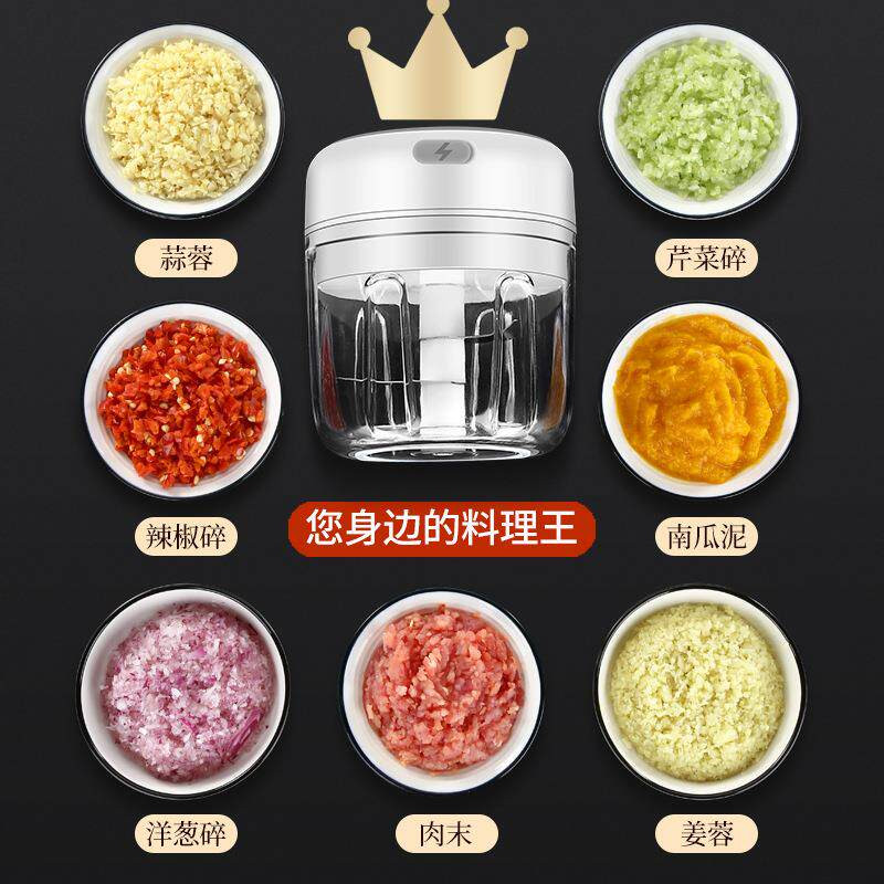 다지기 휴대용 전기 마늘 대파 미니 100/250ml 커트기 음식 커터 야채 채썰 빻는기계 - 상세 이미지 3