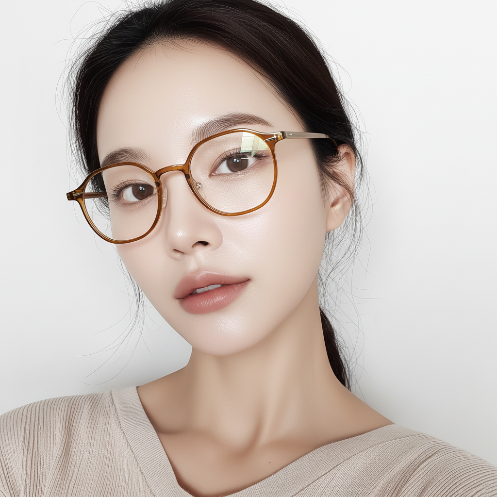 연예인 안경 도수없는 안경 초탄성 가벼운 안경테 국산 안경테 다각형 안경테 - 상품 이미지