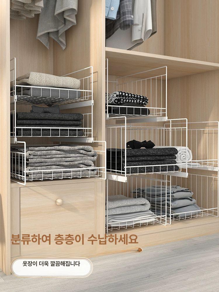 장롱 칸막이 내부 옷장 장 레일 선반 수납장 붙박이 중형단 접이식 서랍형 수납함 - 상세 이미지 5