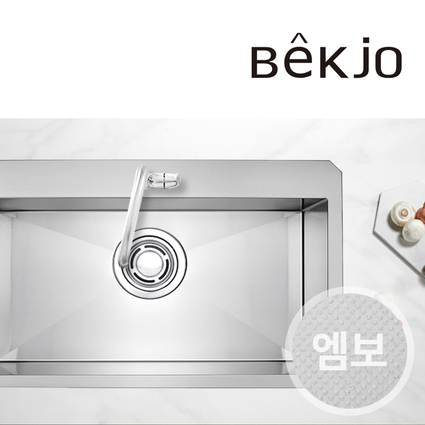 백조씽크 엠보 스텐 엣지 사각 리폼 씽크볼 인셋설치 3.5T 사일런트 싱크볼 수전홀 타공 CESWSR8835 세트 - 상품 이미지