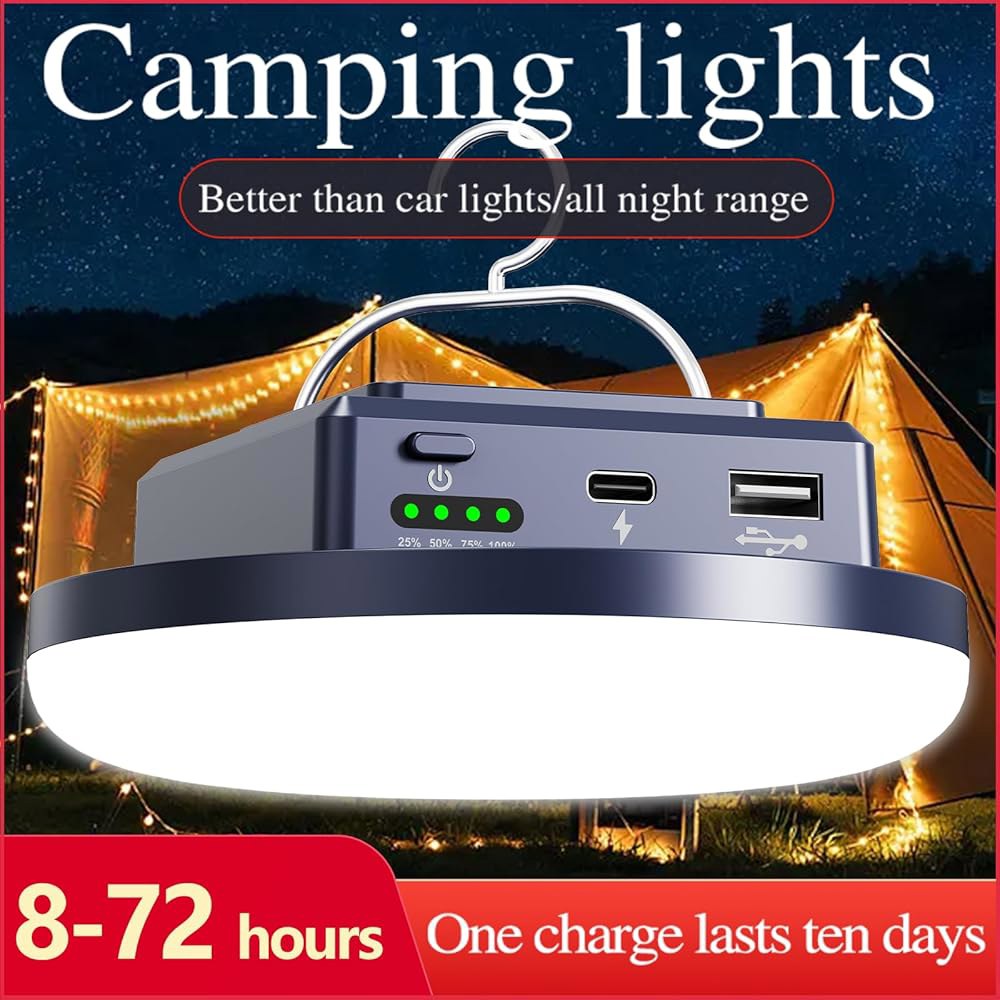 캠핑 조명 13200mAh 4500루멘 45W 휴대용 기어 정전 USB 실외 충전식 마그네틱 행잉 랜턴 비상 손전등 LED 캐노피 텐트 7200 mAh - 상세 이미지 2