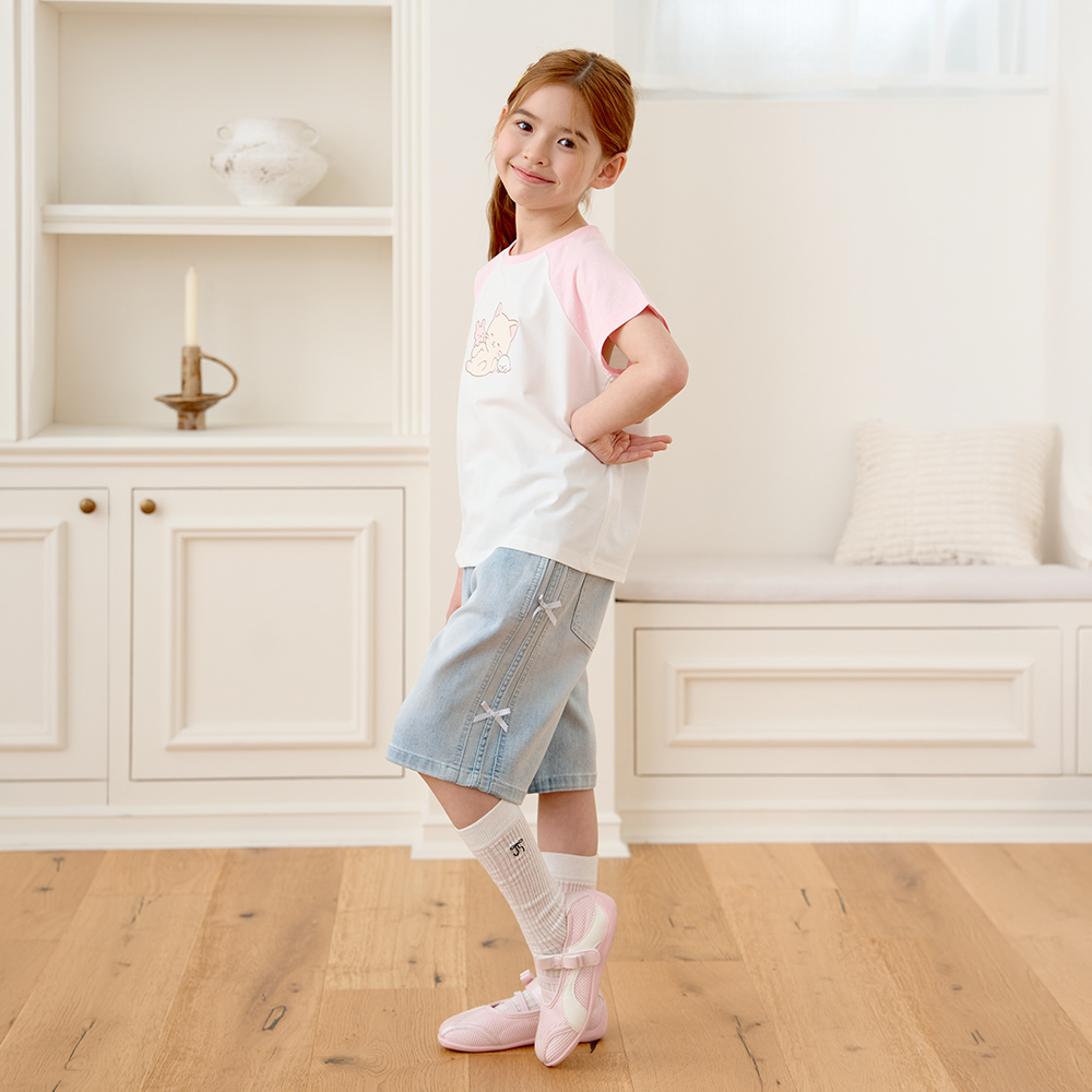 로엠걸즈 도트 라글란 고양이 티셔츠 RGRA2633C - 상세 이미지 3