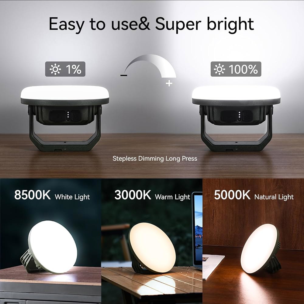 VAVOFO 30W LED 캠핑 랜턴 충전식, 3가지 조명 모드를 갖춘 124개의 LED, 3000LM, 7200mAh 휴대용 텐트 조명, 자석, IP65 비상 방수, 실외 및 - 상세 이미지 2