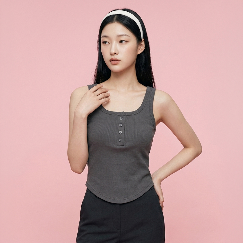 여성 노와이어 캡내장 기본 무지 슬리브리스 브라티 패션 헨리넥 캐미솔 - 상세 이미지 5