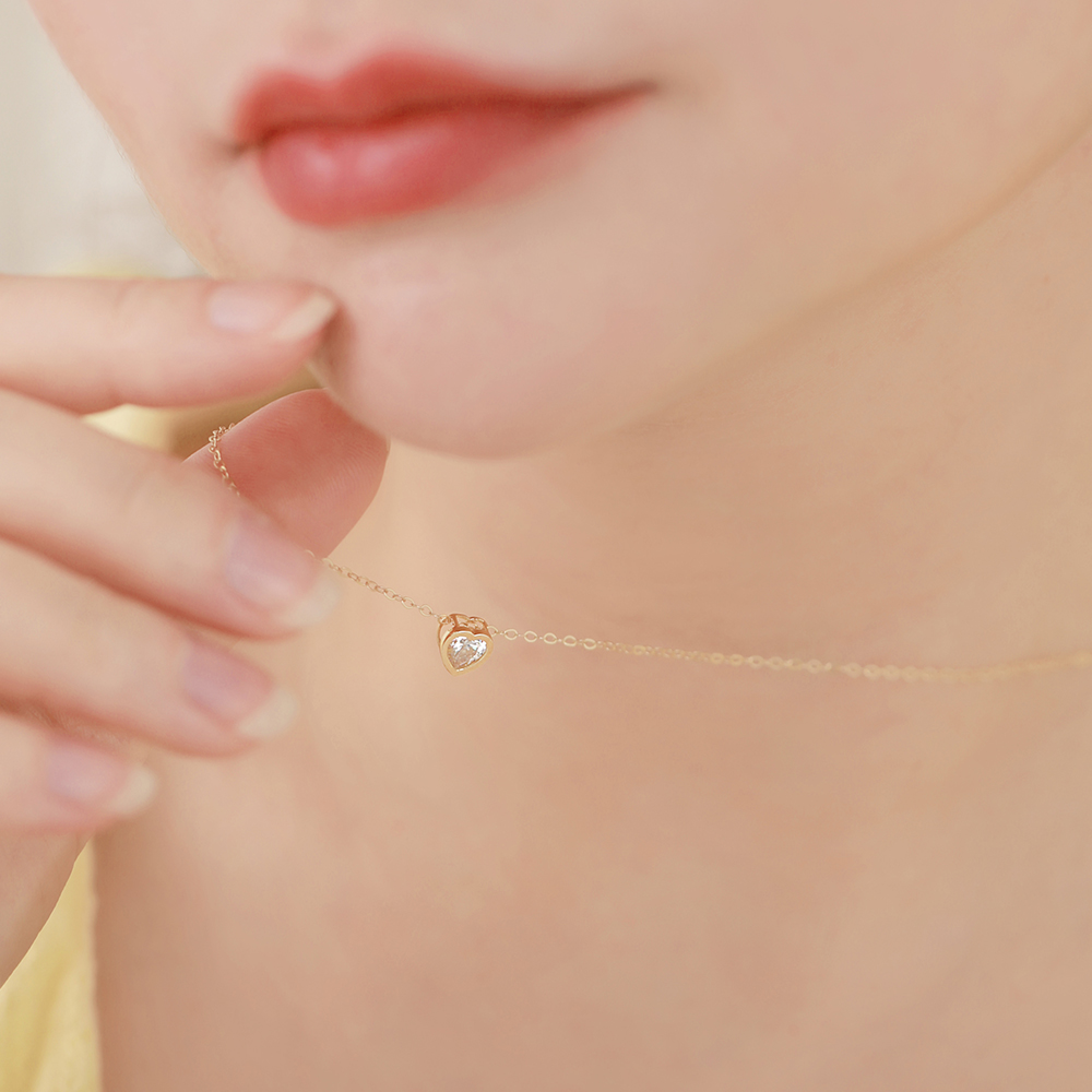 14k 금목걸이 팬던트 하트 목걸이 연장 체인 여자 명품 목걸이 이미지 6