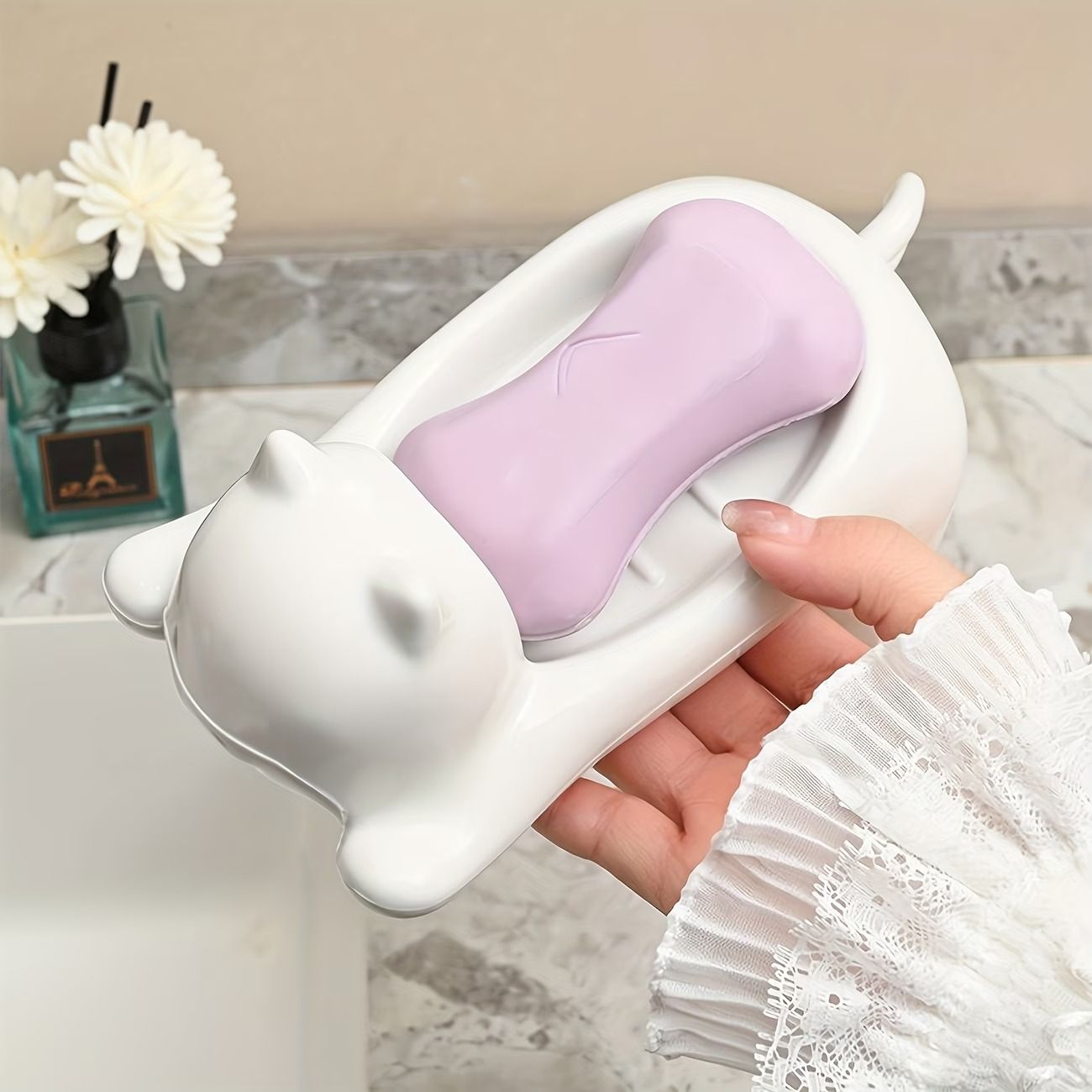 고양이 물빠짐 비누 받침대 케이스 거치대 트레이 홀더 비누받침 비누곽 화장실 욕실 인테리어 - 상세 이미지 5