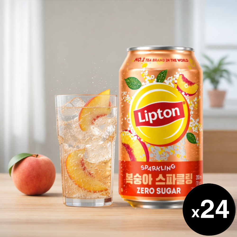 롯데 립톤 제로 복숭아 스파클링, 355ml, 24개 - 상품 이미지