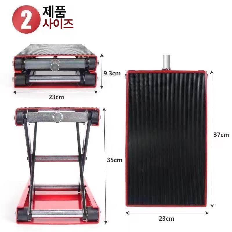 오토바이리프트 수리 작업대 수동 스크류 방식 견고한 철제 바이크 거치대 미끄럼 방지 고무 오토바이 리프트 플랫폼 (탑승형) - 상세 이미지 2