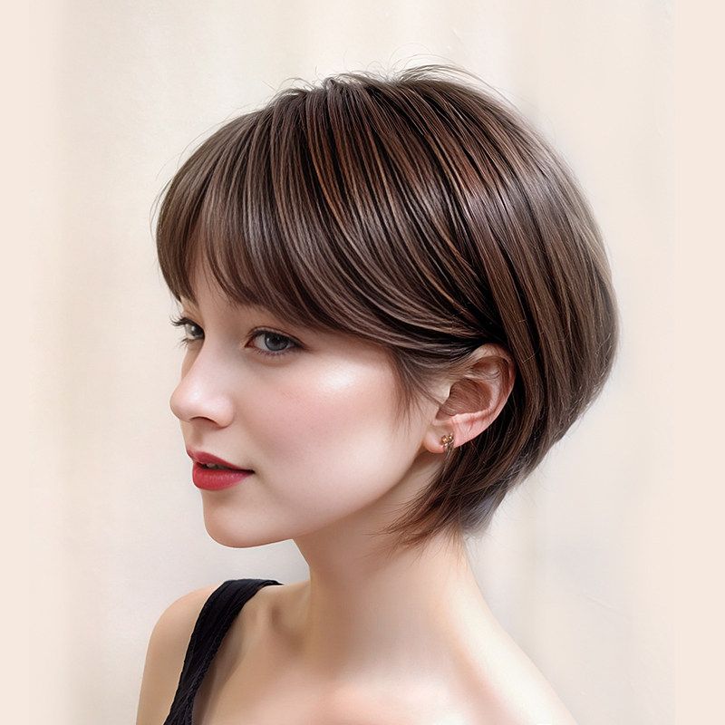 숏컷가발 머리 티안나는 짧은 컷트 자연스러운 가발 스타일 단발머리 커트 - 상품 이미지