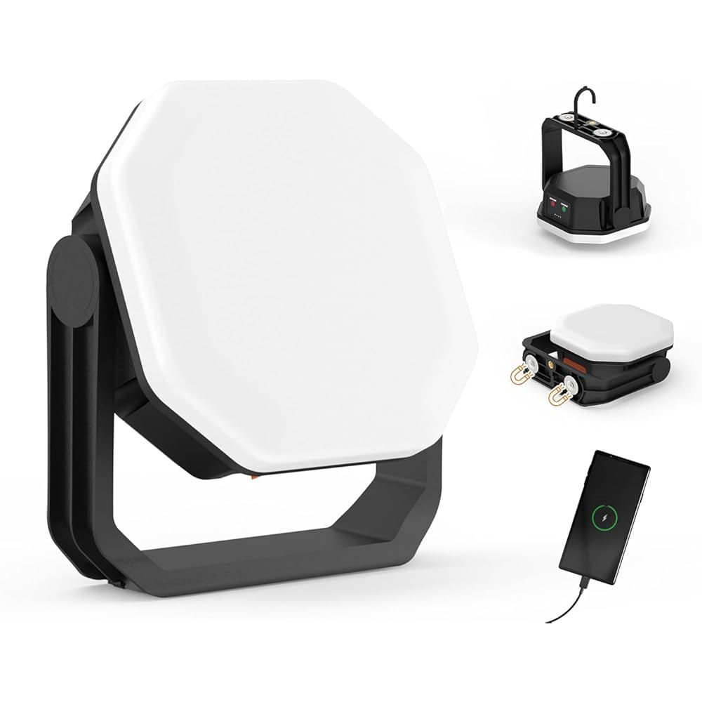 자석이 달린 4000LM 충전식 걸이식 캠핑 랜턴과 1/4-20 UNC 스레드 마운트, 3가지 조명 모드, 30W 휴대용 텐트 조명, 낚시용 IP65 방수 LED 손전등, 맨 동굴 - 상품 이미지