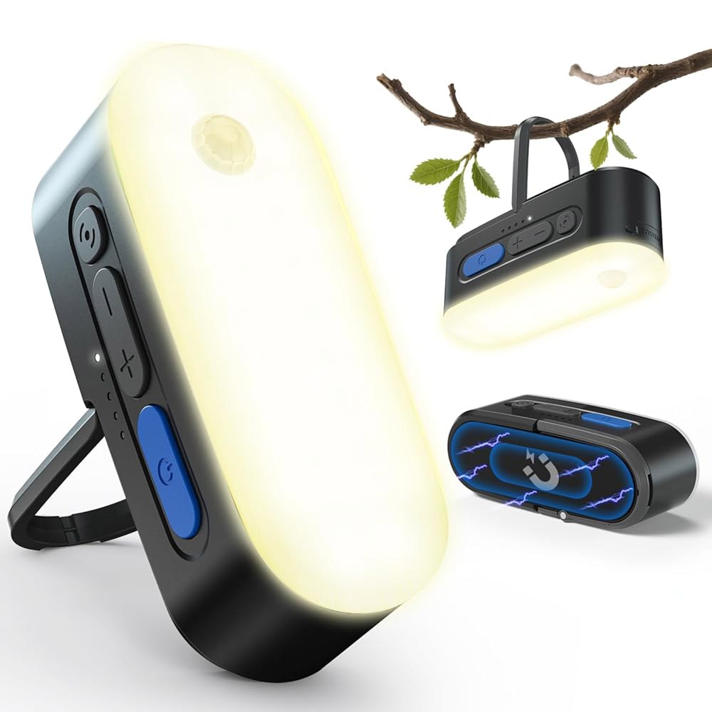 클렘스 휴대용 LED 캠핑 랜턴, 충전식 모션 센서 조명, USB 경량 걸이 텐트 실내 실외 정전 하이킹 허리케인을 위한 IPX5 방수 비상 자석 조명 1 - 상품 이미지