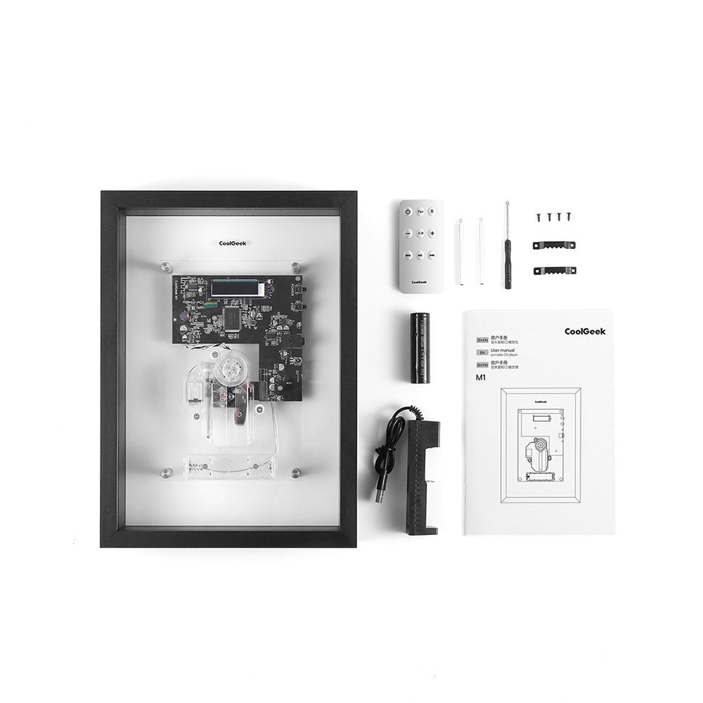 CoolGeek M1 CD 플레이어 투명 벽걸이 스탠드 인테리어 리모컨 무선 액자 블루투스 블랙 이미지 8