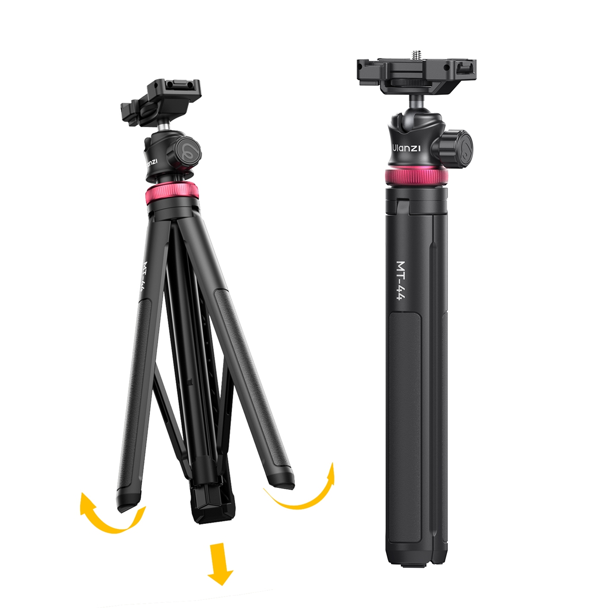 울란지 MT-44 6단 카메라 스마트폰 다용도 삼각대 셀카봉 블랙 - 메인 이미지