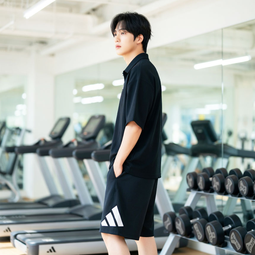 아디다스 라운드 플리스 트레이닝 와이드 버뮤다 팬츠 반바지 블랙(JE8956), XL 이미지 3