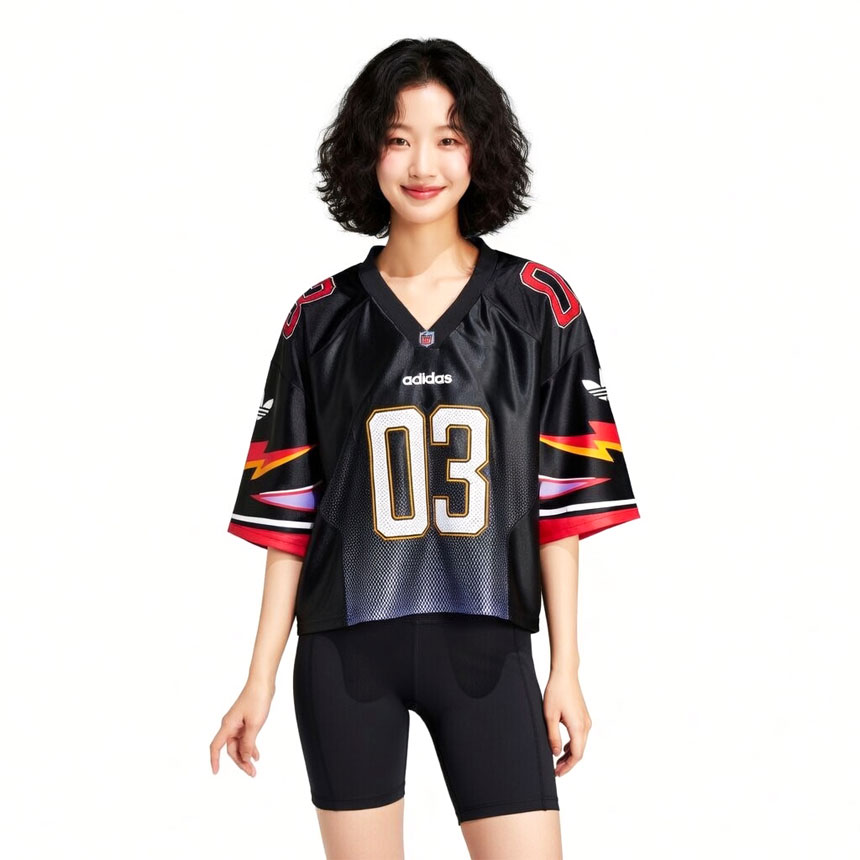 아디다스 여자 반팔 저지 오리지널스 아딜레니움 풋볼 그래픽 티셔츠 JX9217(블랙), S - 상세 이미지 2