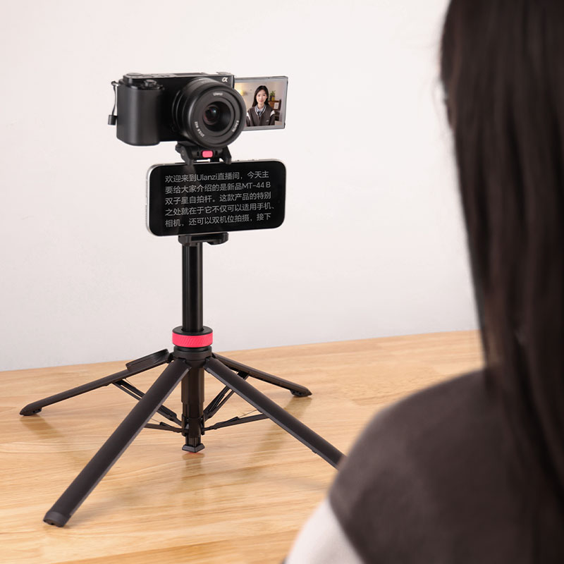 울란지 MT-44 PRO 카메라 스마트폰 6단 오토 팝업 블루투스 삼각대 셀카봉 블랙 - 상세 이미지 4