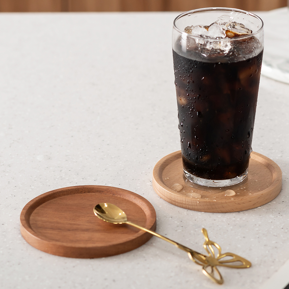 국산 플라이토 리얼우드 컵받침 카페 예쁜 티코스터 디자인 각인인쇄 10.5cm - 상세 이미지 5
