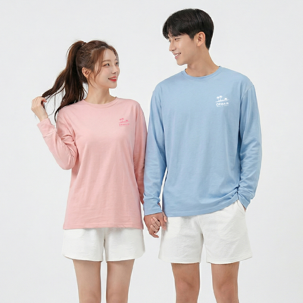 오르웨인 남자 여성 래쉬가드 세트 커플 수영복 루즈핏 빅사이즈 긴팔 썸머팝 - 상품 이미지