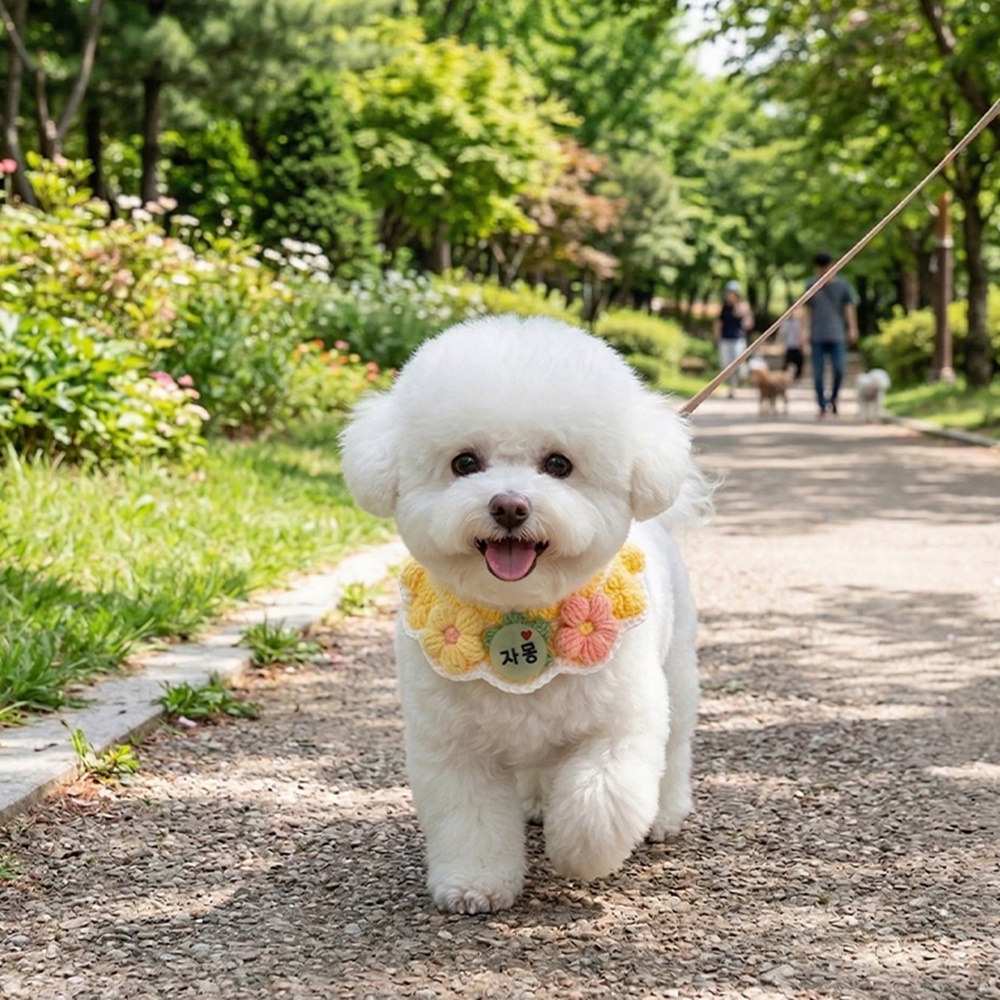 강아지 고양이 야광 이름표 꽃 케이프 목걸이 맞춤 제작 - 상세 이미지 2