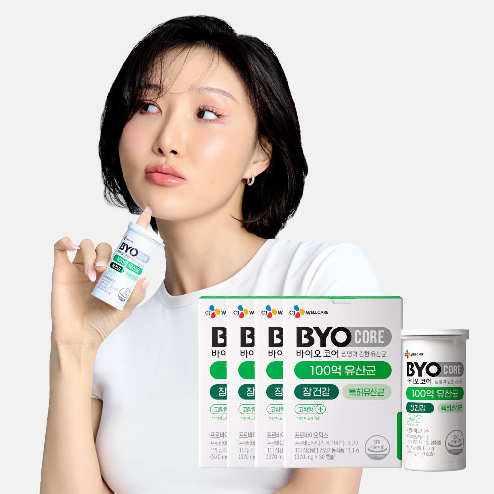 CJ 바이오코어 건강한 생유산균 100억 보장 고함량유산균 캡슐형 30캡슐, 4개 - 상품 이미지