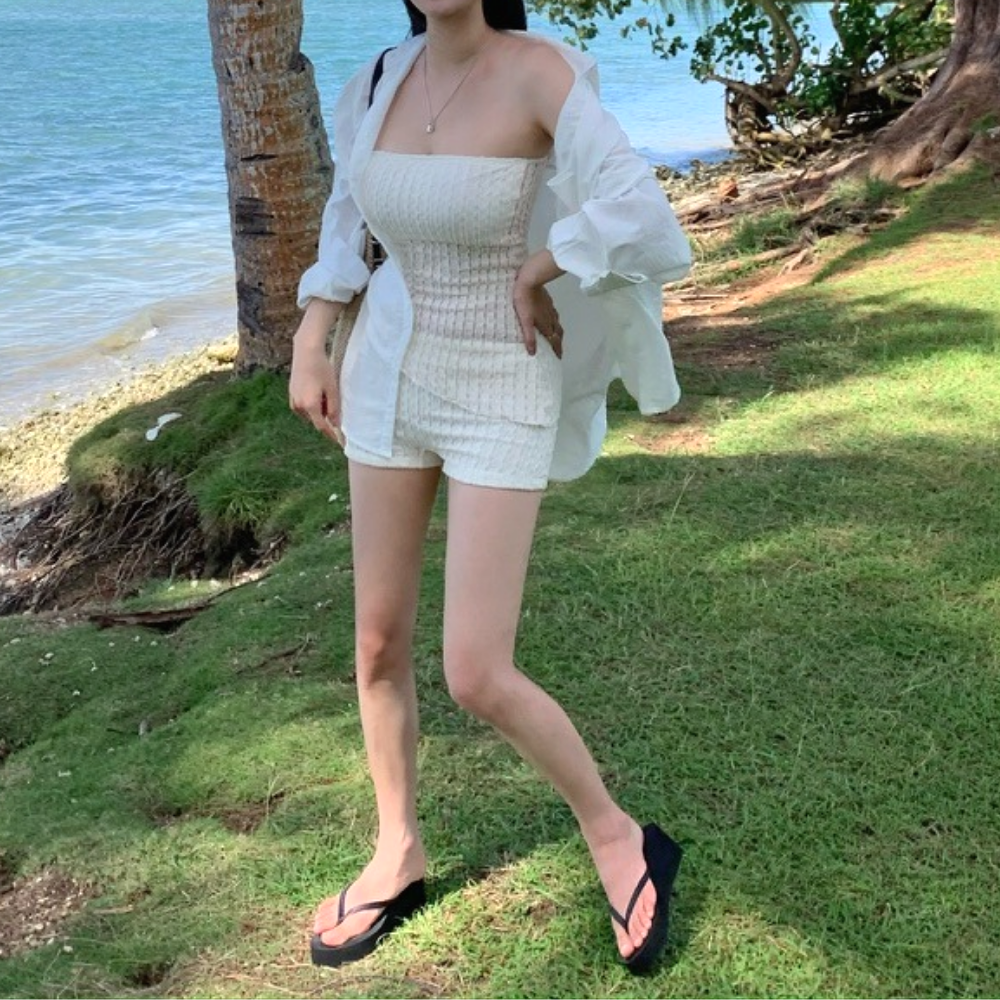 니트수영복 뱃살커버수영복 튜브탑비키니 비키니커버업 스윔팬츠 휴양지룩 비치웨어 비치팬츠 - 상세 이미지 5