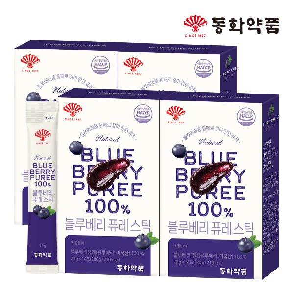 동화약품 블루베리 퓨레 스틱 14포, 4개 - 상품 이미지
