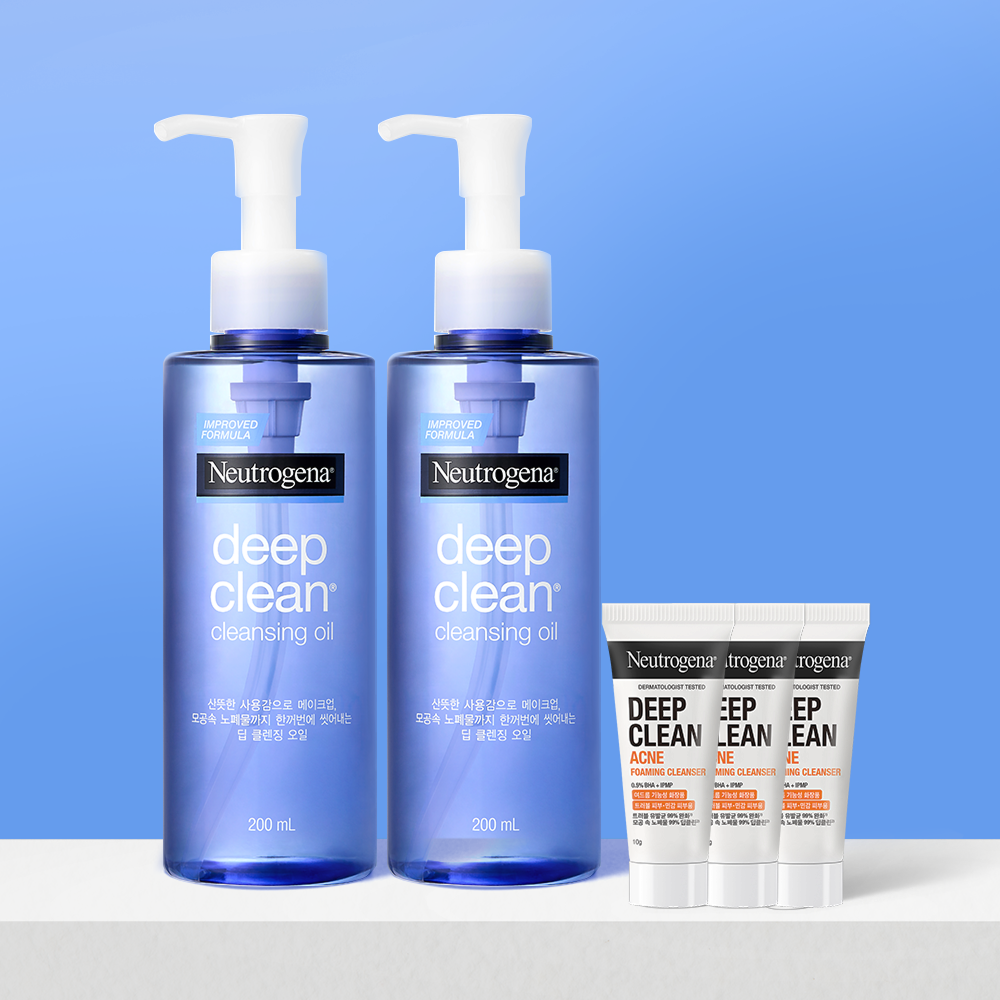 뉴트로지나 딥클린 클렌징오일 블랙헤드 피지제거 200ml, 2개 제품 이미지