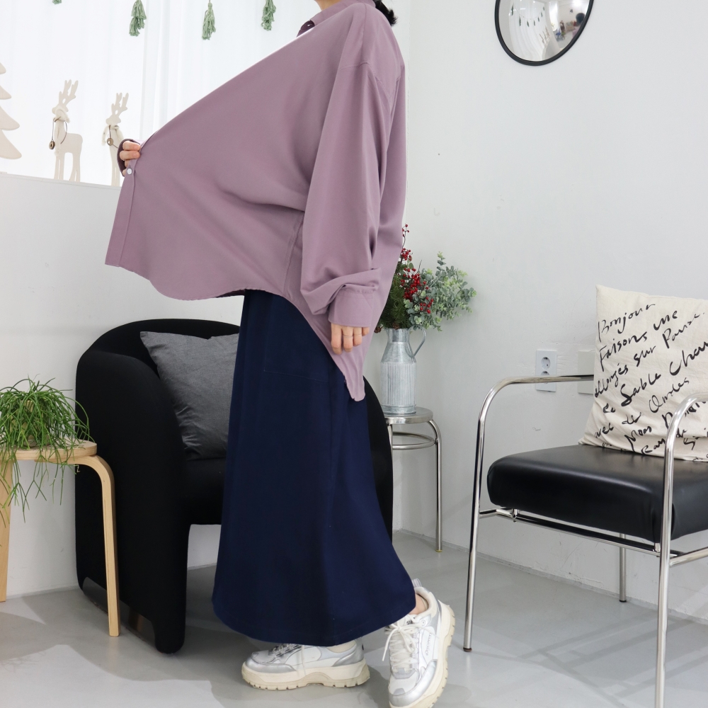 빅사이즈 찰랑 긴팔 단추 남방 박시 루즈핏 셔츠 88 99 4XL 5XL 비이올렛 브라운 이미지 8