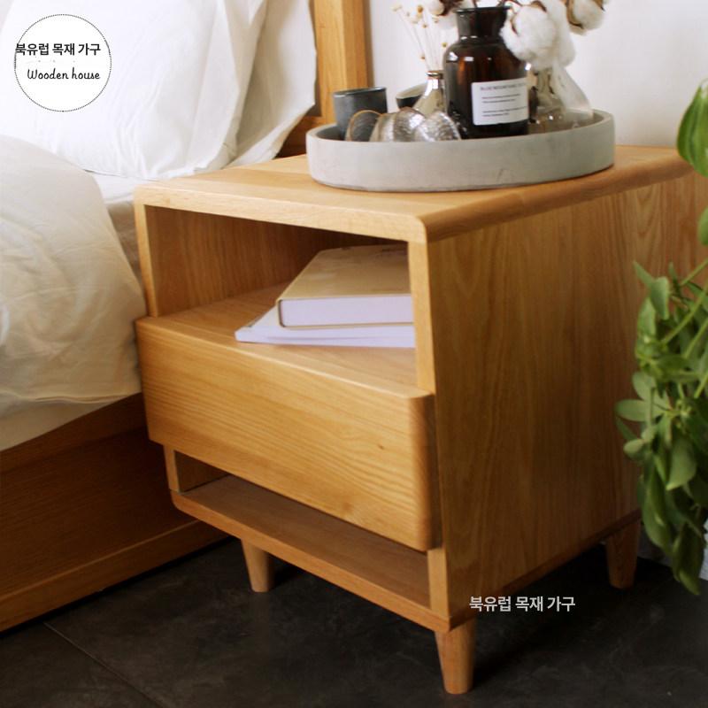 침실 참죽 원목 수납 침대 서랍 협탁 미니협탁 390 고급형 내구성 강화 튼튼한 - 상세 이미지 5