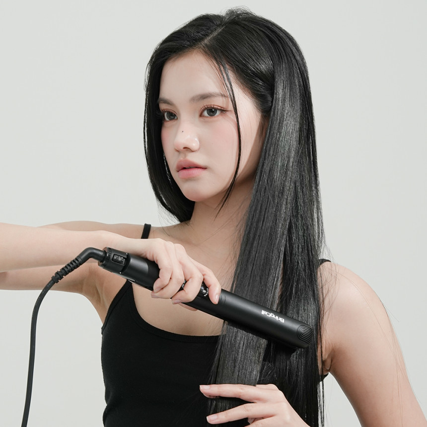 브링셀 볼륨 고데기 앞머리 판고데기 미용실 매직기 웨이브7 블랙 티타늄