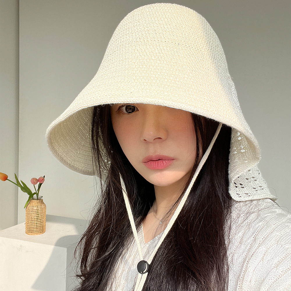 [여름모자] 자외선 차단 와이드 니트 여성 햇빛 가리개 벙거지 물놀이 모자 이미지 4
