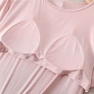 캡내장반팔티 모달 노브라티셔츠 여성 잠옷 루즈핏 55-77 보통의날들 착용 후기 | 사이즈/핏 총정리 - 상품 이미지 2