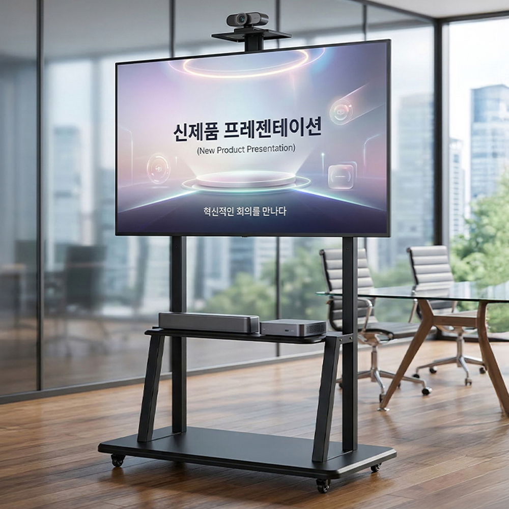 이동식 티비거치대 대형 고중량 스탠드 매장용 업무용 교육용  254cm(100인치)
